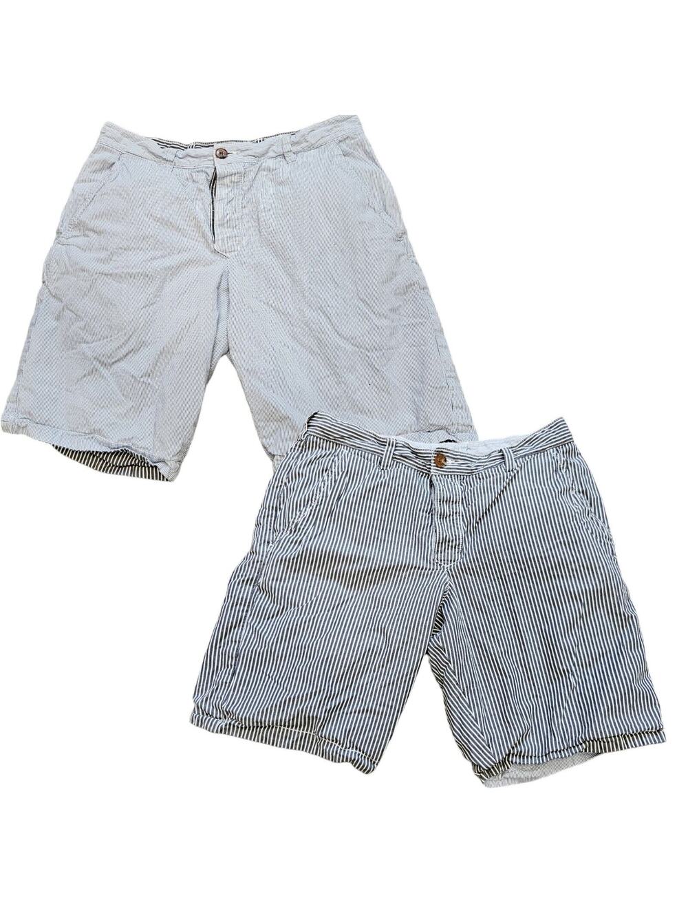 French Connection Reversible Chino Shorts Mens 30 Stripe Coastal Preppy Nautical